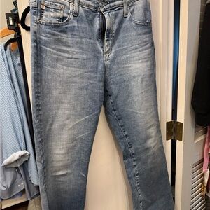 AG Farrah High Waist Distressed Step Hem Bootcut Jeans